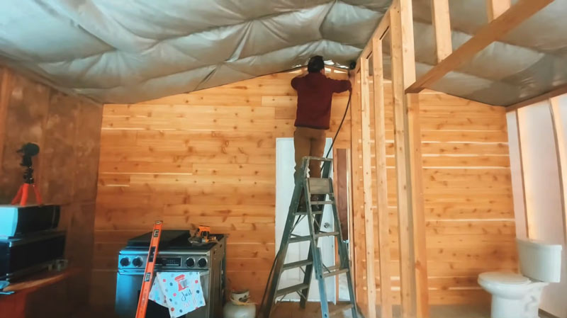 rough cedar interior walls